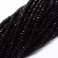 Dyed Natural Malaysia Jade Rondelle Beads Strands, Faceted, Black, 4x2~3mm, Hole: 1mm, about 115pcs/strand, 14 inch(X-G-E316-2x4mm-08)