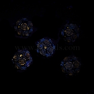 Acrylic Handmade Polymer Clay Rhinestone Beads, Flower, Marine Blue, 20mm, Hole: 1.8mm(FIND-Z036-01C)