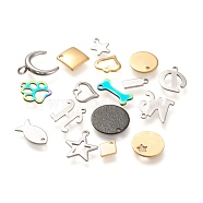 Stainless Steel Pendants, Mixed Shape, Mixed Color, 9~17x4~15x0.8~4.5mm, Hole: 1~2.8mm(STAS-XCP0001-11)