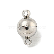 Brass Magnetic Clasps with Loops, Round, Platinum, 14x8x8mm, Hole: 1.8mm(KK-A214-02P)