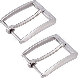 Stainless Steel Roller Buckles, 1 Piece Pin Buckle for Men DIY Belt Accessories, Rectangle, Stainless Steel Color, 64x51x10mm(FIND-WH0110-169)