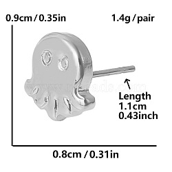 Simple and Delicate Jellyfish Stud Earrings, with 304 Stainless Steel Vintage Jewelry, Platinum, 9x8mm(ZA4944-1)