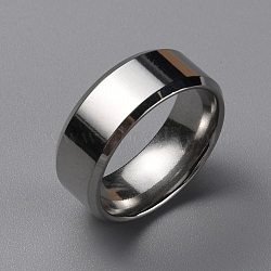 304 Stainless Steel Wide Band Finger Rings for Women Men, Plain Band Rings, Stainless Steel Color, 8mm, Inner Diameter: US Size 8 1/4(18.2mm)(RJEW-WH0009-12D)