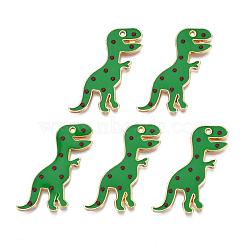 Alloy Enamel Pendants, Cadmium Free & Lead Free, Dinosaur, Light Gold, Green, 29x21x2mm, Hole: 1.2mm(ENAM-S126-030A-RS)