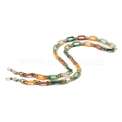 Eyeglasses Chains, Acrylic Oval Link Chains Neck Strap Mask Lanyard, with 201 Stainless Steel Lobster Claw Clasps and Rubber Loop Ends, Colorful, 780mm(AJEW-P117-02C-G01)