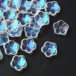 35Pcs Transparent Spray Painted Glass Beads, Sakura Flower, Clear AB, 9.5x10x3mm, Hole: 1.2mm(GLAA-YW0001-75A)