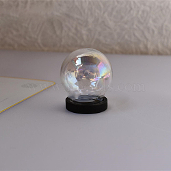Miniature AB Color Glass Covers, with Wooden Base, Cloche Bell Jars, for Dollhouse Accessories Home Decoration, Round, Black, 30x20mm(MIMO-PW0001-039C-03)