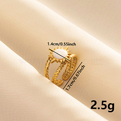 Stylish Sun Enamel Open Cuff Ring, Simple Stainless Steel Jewelry for Women(CL1011-2)