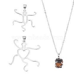 2Pcs 2 Styles Oval & Heart 925 Sterling Silver Pendant Cabochon Settings, Open Back Settings, Platinum, 23.5~33x24~31.5x1mm, Hole: 4.5x3.5mm, 1pc/style(STER-NB0001-09)