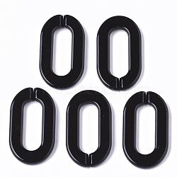 Opaque Acrylic Linking Rings, Quick Link Connectors, for Cable Chains Making, Oval, Black, 36x21x4mm, Inner Diameter: 24x8mm(OACR-N009-002A-D01)