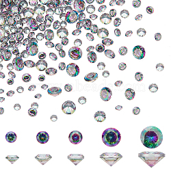 Elite 5 Style Cubic Zirconia Pointed Back Cabochons, Grade A, Faceted, Diamond, Colorful, 1.5~3x1~2mm, 400pcs/box(ZIRC-PH0001-41)