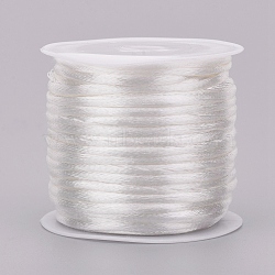 Nylon Cord, Satin Rattail Cord, for Beading Jewelry Making, Chinese Knotting, White, 1mm, about 32.8 yards(30m)/roll(X-NWIR-L006-1mm-27)
