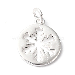 925 Sterling Silver Charms, with Jump Rings, Silver Color Plated, Snowflake, 13x11x1mm, Hole: 2mm(STER-M120-01E-S)