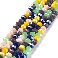Glass Beads Strands, Faceted, Rondelle, Mixed Color, 8x6mm, Hole: 1mm, about 65~68pcs/strand, 15.7~16.1 inch(40~41cm)(EGLA-A034-M8mm-31)