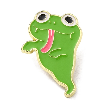Frog Enamel Pins, Light Gold Zinc Alloy Brooch for Backpack Clothes, Ghost, 31x21.5x1.5mm