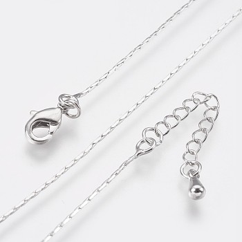 Long-Lasting Plated Brass Coreana Chain Necklaces, with Lobster Claw Clasp, Nickel Free, Real Platinum Plated, 18.1 inch (46cm), 0.7mm