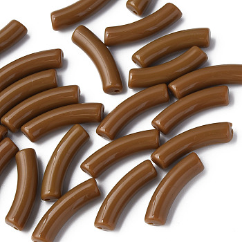 Opaque Acrylic Beads, Curved Tube, Camel, 32x10x8mm, Hole: 1.8mm
