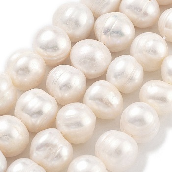 Natural Cultured Freshwater Pearl Beads Strands, Potato, PapayaWhip, 11~12mm, Hole: 0.6mm, about 17~18pcs/strand, 7.09~7.48 inch(18~19cm)