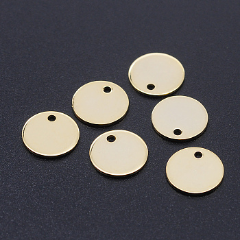 201 Stainless Steel Laser Cut Charms, Blank Stamping Tag, Flat Round, Golden, 10x1mm, Hole: 1.2mm