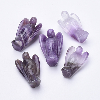 Natural Amethyst Angel Decor Healing Stones, Energy Reiki Gifts for Women Men, 38~40x27~28x13~14mm