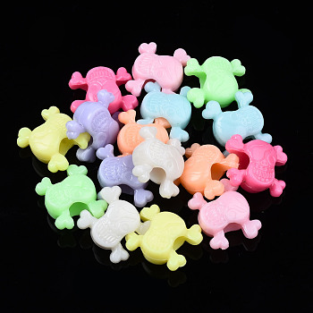 Opaque Acrylic Beads, Skull, Mixed Color, 14x12x7mm, Hole: 4mm, about 1300pcs/500g