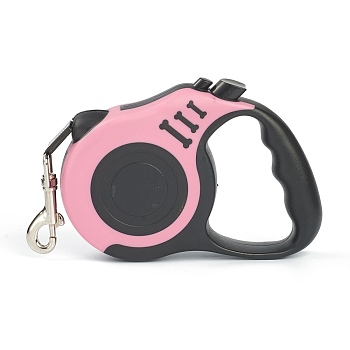 16.5FT(5M) Strong Nylon Retractable Dog Leash, with Plastic Anti-Slip Handle and Alloy Clasps, for Small Medium Dogs, Pink, 155x104x34mm