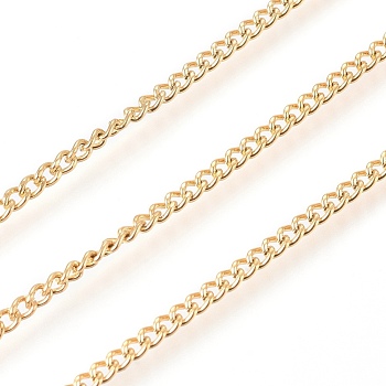 3.28 Feet 304 Stainless Steel Curb Chain, Soldered, Golden, 2.3x1.8x0.5mm