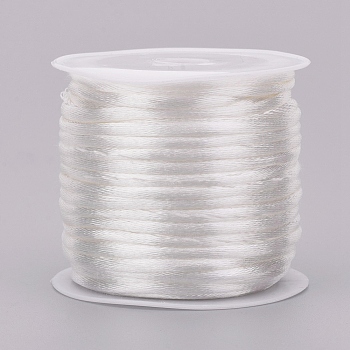 Nylon Cord, Satin Rattail Cord, for Beading Jewelry Making, Chinese Knotting, White, 1mm, about 32.8 yards(30m)/roll