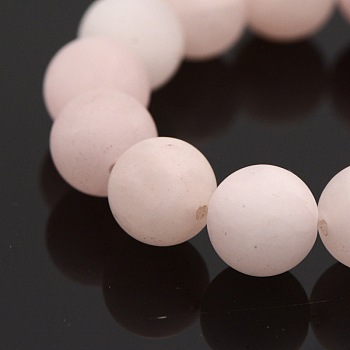 Frosted Natural Rose Quartz Round Bead Strands, 8mm, Hole: 1mm, about 24pcs/strand, 7.5 inch