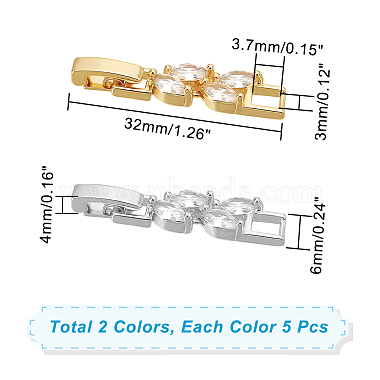 Dicosmetic 10 pcs 2 couleurs rack placage laiton clair zircon cubique bracelet de montre fermoirs(KK-DC0001-43)-2