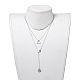 Flat Round with Om Symbol Lariat Necklaces & Triangle Pendant Necklaces Sets(NJEW-JN02805-02)-1