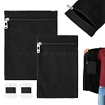 2Pcs 2 Styles Rectangle Canvas Cloth Zipper Pocket Storage Bags, with Sewing Thread and Needles, Black, 20~22x12~15.3x0.1~0.7cm, 1pc/style(ABAG-NB0002-33A)