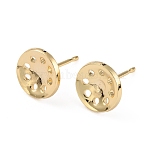Brass Earring Finding, with Steel Pin, Real 14K Gold Plated, 8mm, Hole: 0.9mm, Pin: 0.8mm(KK-WH0035-78G)