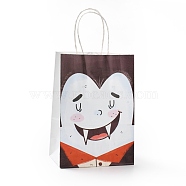 Halloween Theme Kraft Paper Gift Bags, Shopping Bags, Rectangle, Colorful, Halloween Themed Pattern, Finished Product: 21x14.9x7.9cm(CARB-A006-01B)
