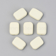 Painted Natural Wood Beads, Lead Free, Rectangle, Beige, 18.5x13.5x5.5mm, Hole: 1.2mm(WOOD-T021-40A)