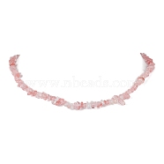 Synthetic Cherry Quartz Glass Chip Beaded Necklace, Stainless Steel Color, 15.94~15.98 inch(40.5~40.6cm)(NJEW-JN04615-02)