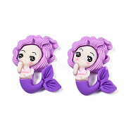 Opaque Resin Cabochons, Mermaid, Violet, 31x24x7mm(X-CRES-S308-097E)