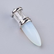 Opalite Big Pendants, with Platinum Plated Brass Findings, Bullet, 50~53x16~17mm, Hole: 5x7~8mm(X-G-F639-08E)