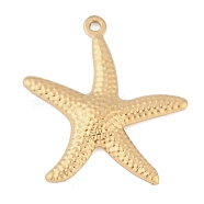 Ion Plating(IP) 304 Stainless Steel Pendants, Starfish Charm, Golden, 22x20.5x1.5mm, Hole: 1mm(STAS-Z084-04G)