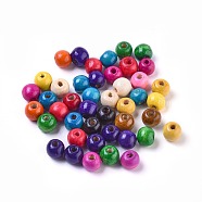 Dyed Natural Wood Beads, Round, Lead Free, Mixed Color, 12x11mm, Hole: 4mm, about 1800pcs/1000g(WOOD-Q006-12mm-M-LF)