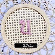(Clearance Sale)Computerized Embroidery Cloth Self Adhesive Patches, Stick on Patch, Costume Accessories, Letter, Pink, U:27x20mm(FIND-TAC0002-01U)