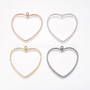 Brass Micro Pave Cubic Zirconia Pendants, Heart, Mixed Color, Clear, 47x48x3mm, Hole: 3.5mm(ZIRC-K073-46-02)