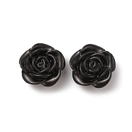 Plastic Beads, Flower, Black, 18.5x19x7.5mm, Hole: 1.6mm(KY-WH0048-29A-01)