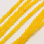 Natural White Jade Round Bead Strands, Dyed, Gold, 3mm, Hole: 0.8mm, about 110pcs/strand, 15~15.5 inch(G-A130-3mm-F09)