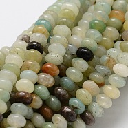 Rondelle Natural Flower Amazonite Bead Strands, 6x4mm, Hole: 1mm, about 105pcs/strand, 15.74 inch(G-L439-10)
