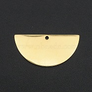 201 Stainless Steel Semi Circle Pendants, Laser Cut, Half Round, Golden, 15x30x1mm, Hole: 1.6mm(A-STAS-N090-LA207)