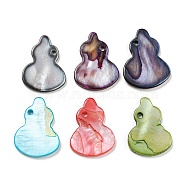 Dyed Natural Freshwater Shell Pendants, Gourd Charms, Mixed Color, 20.5~21x15~16x2~3mm, Hole: 1.5mm(BSHE-G034-11)