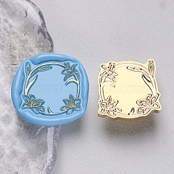 Geometric Flower Frame Brass Stamp Heads, for Wax Seal Stamp, Wedding Invitations Making, Round, 27.5x26x14.5mm, Hole: 7mm(AJEW-H149-01G-01)