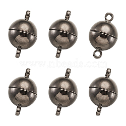 Brass Magnetic Clasps, Round, Gunmetal, 16x10mm, Hole: 1.2mm(KK-TA0007-34B)