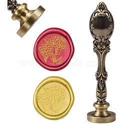 DIY Scrapbook, Brass Wax Seal Stamp and Alloy Handles, Leaf Pattern, 103mm, Stamps: 2.5x1.45cm(AJEW-WH0128-02AB)